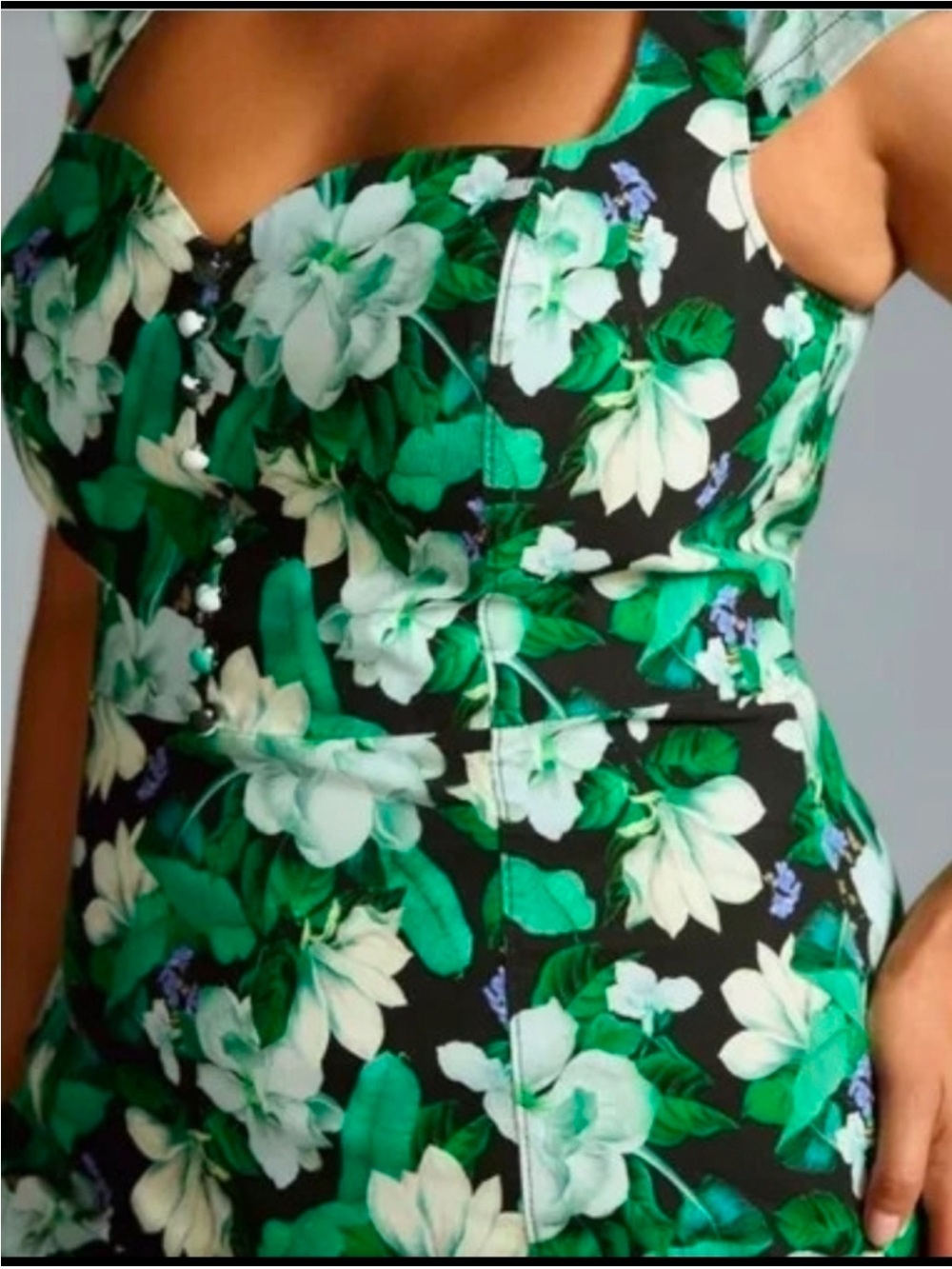 NWT Anthropologie The Cecily Floral Green Sweetheart Midi Dress Size 2X - Picture 2 of 11